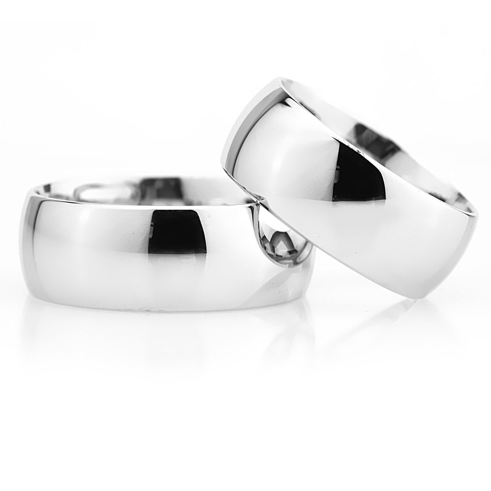 8-MM Silver sterling silver wedding ring sets for him and her orlasilver