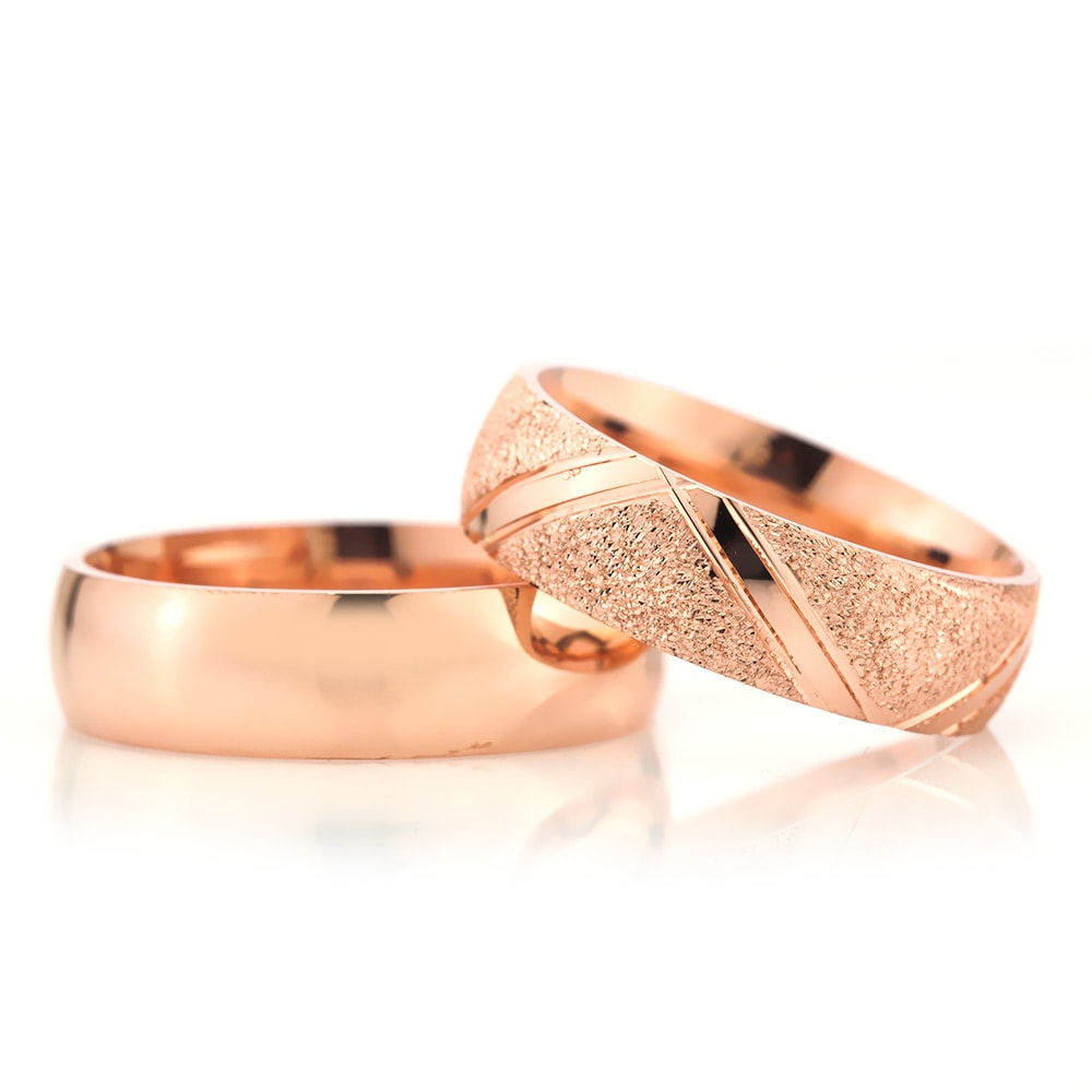 6-MM Rose sterling silver women's wedding ring sets orlasilver
