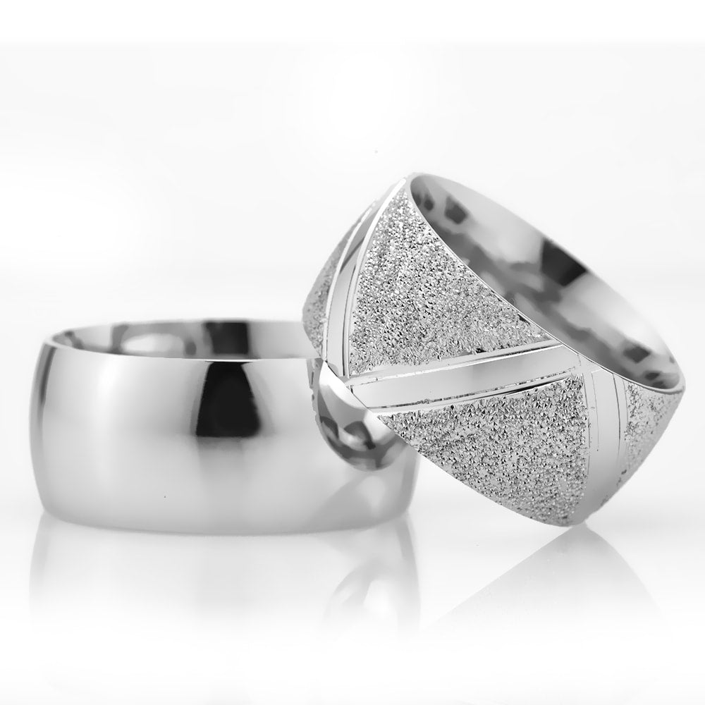 10-MM Silver sterling silver women's wedding ring sets orlasilver