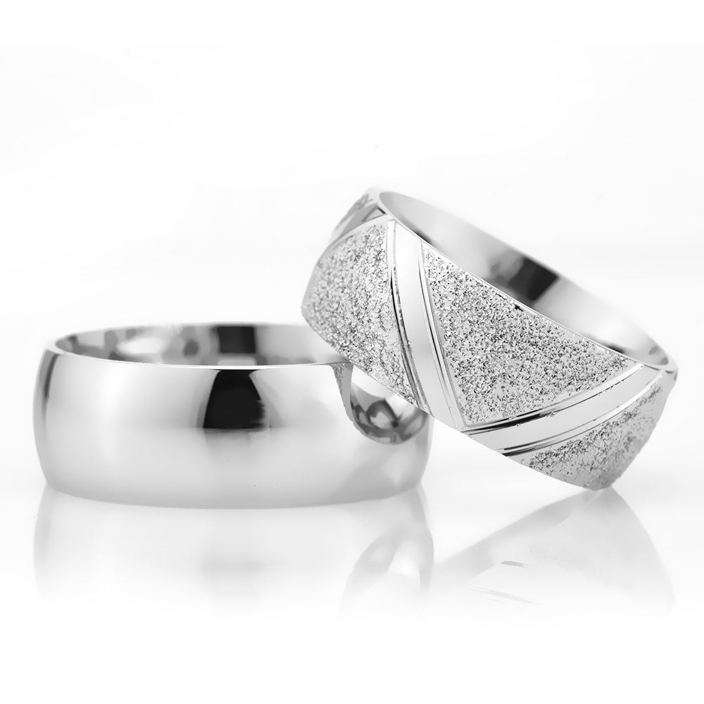 8-MM Silver sterling silver women's wedding ring sets orlasilver