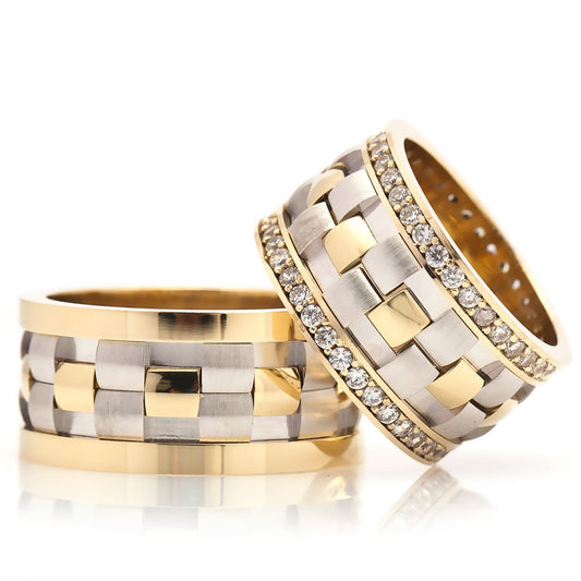 unique design gold and rhodium plated wedding ring orlasilver