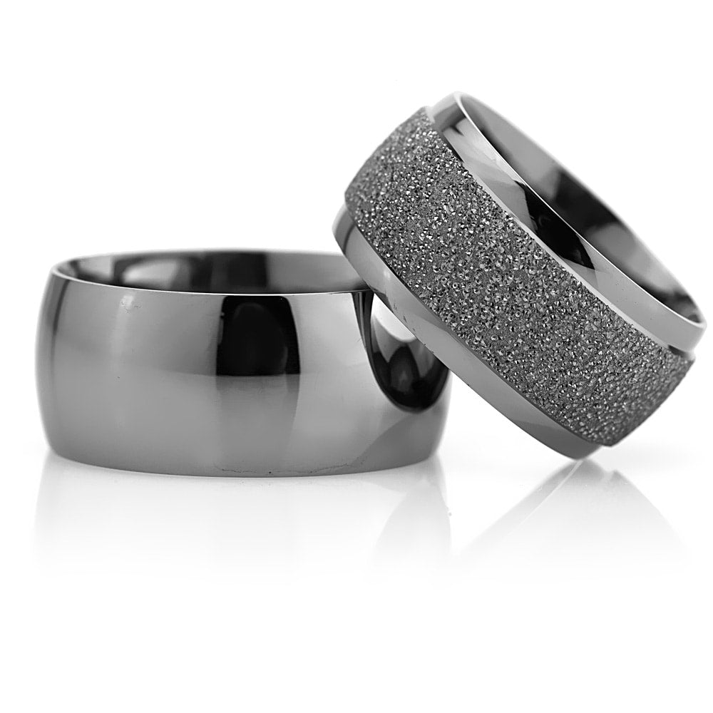 10-MM Black wedding ring set in sterling silver orlasilver