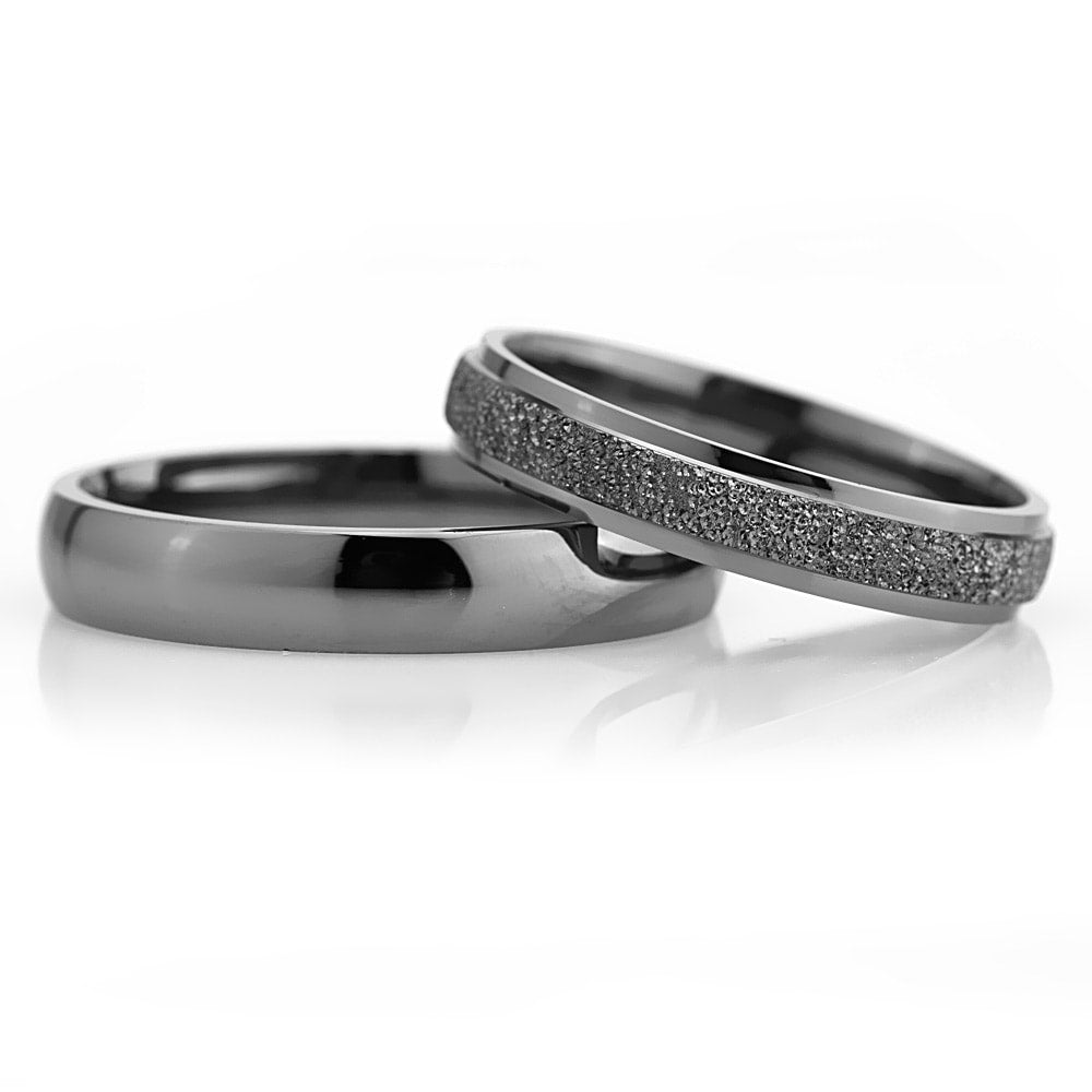 4-MM Black wedding ring set in sterling silver orlasilver