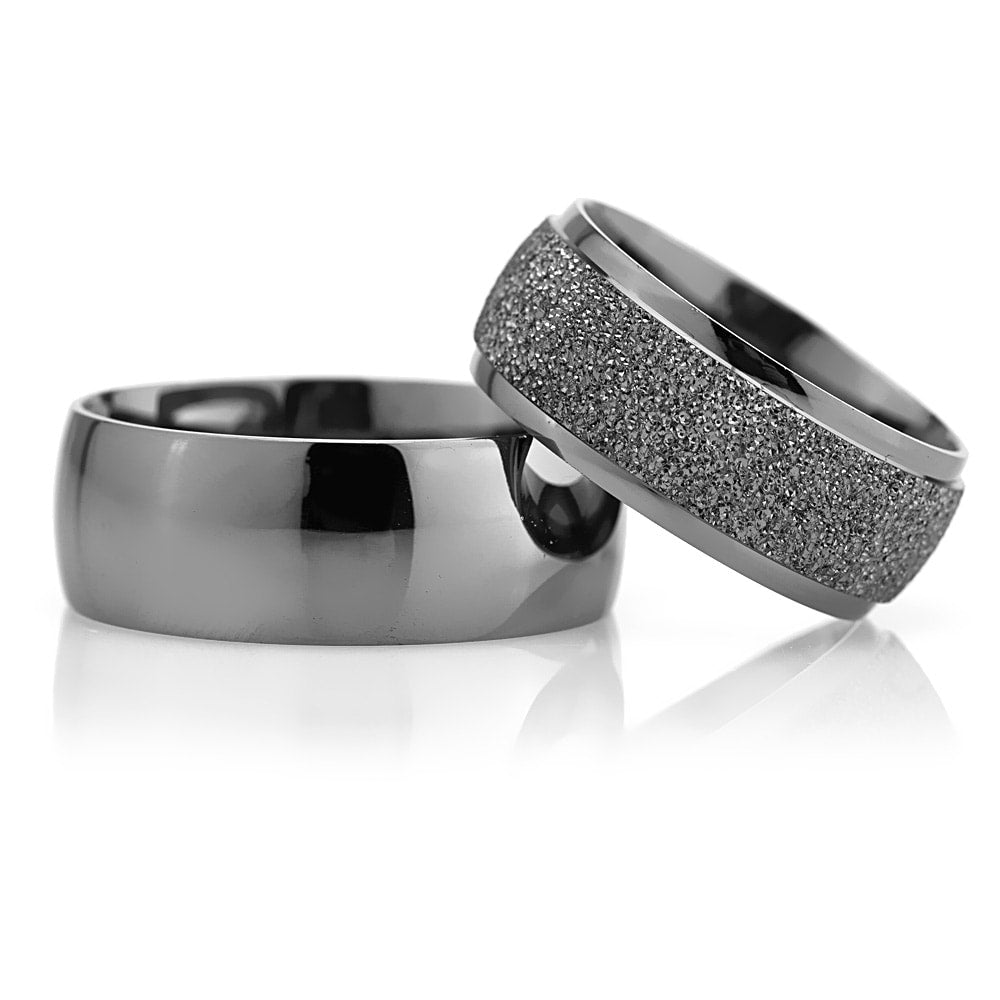 8-MM Black wedding ring set in sterling silver orlasilver