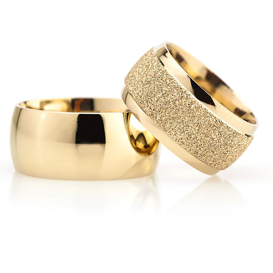 10-MM Gold wedding ring set in sterling silver orlasilver