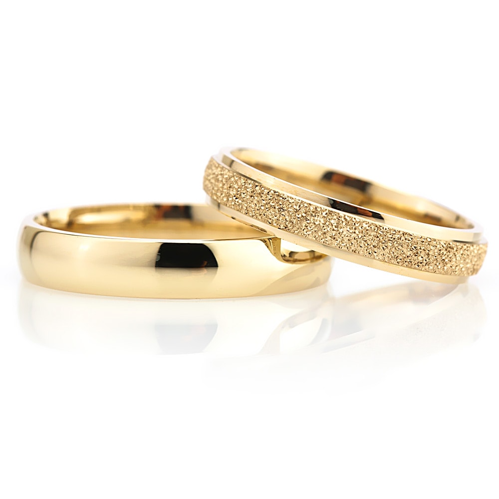 4-MM Gold wedding ring set in sterling silver orlasilver