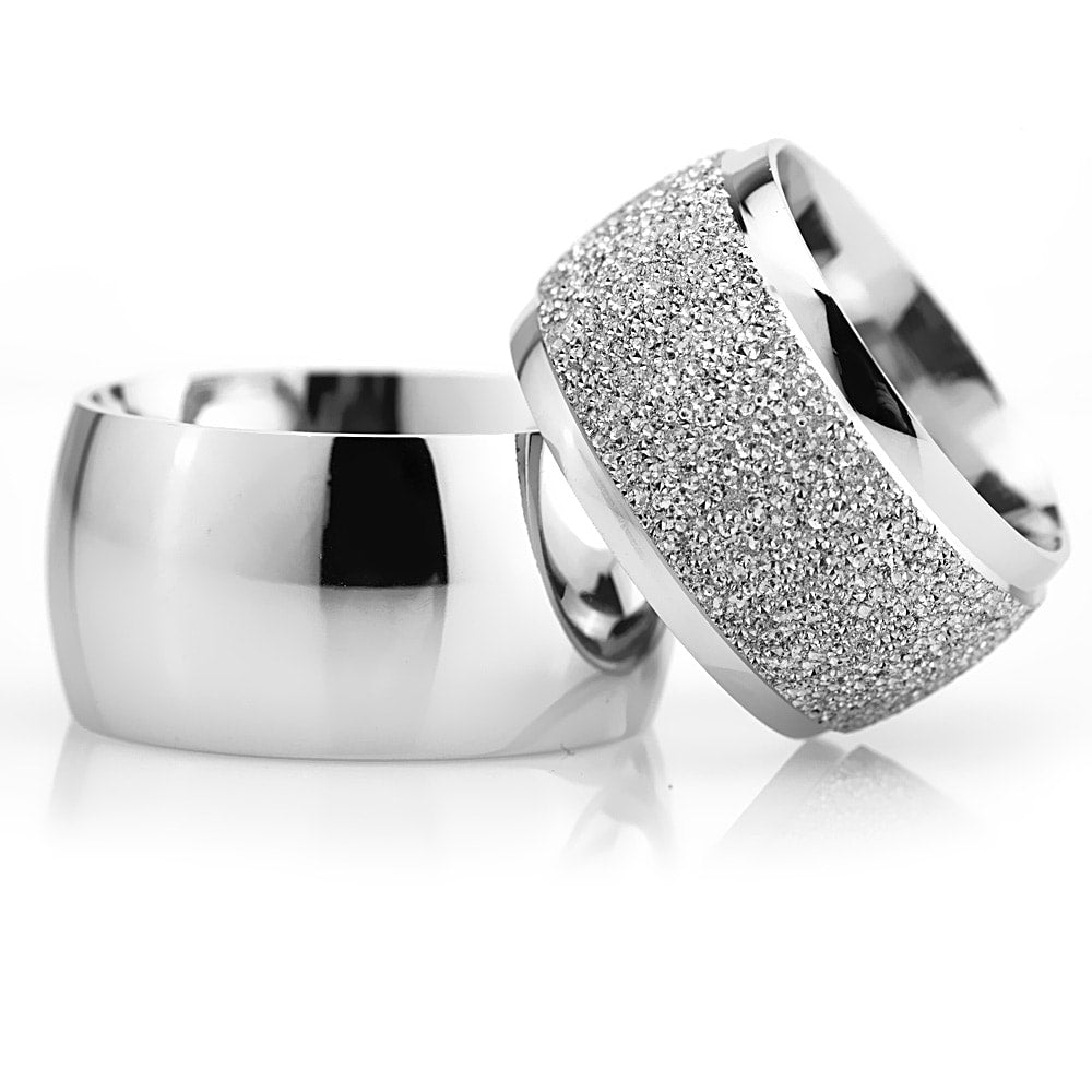 12-MM Silver wedding ring set in sterling silver orlasilver