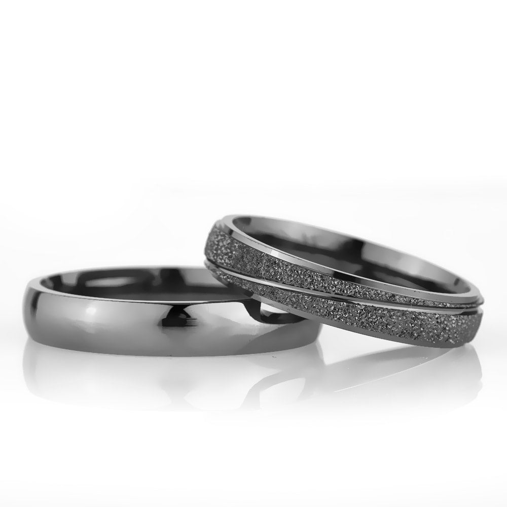 4-MM Black wedding silver rings for couples orlasilver