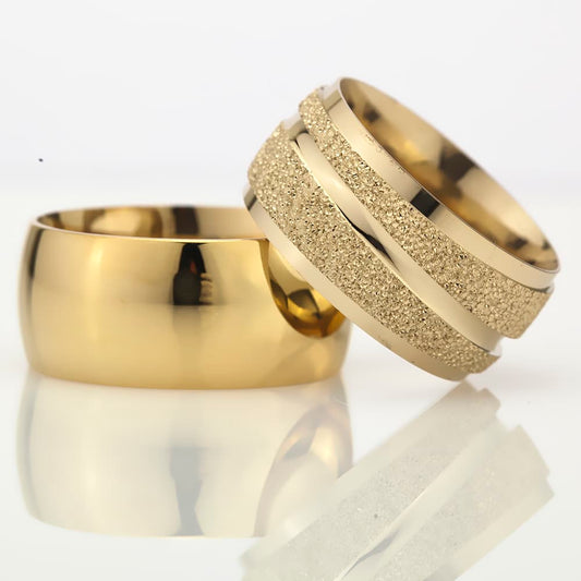10-MM Gold wedding silver rings for couples orlasilver