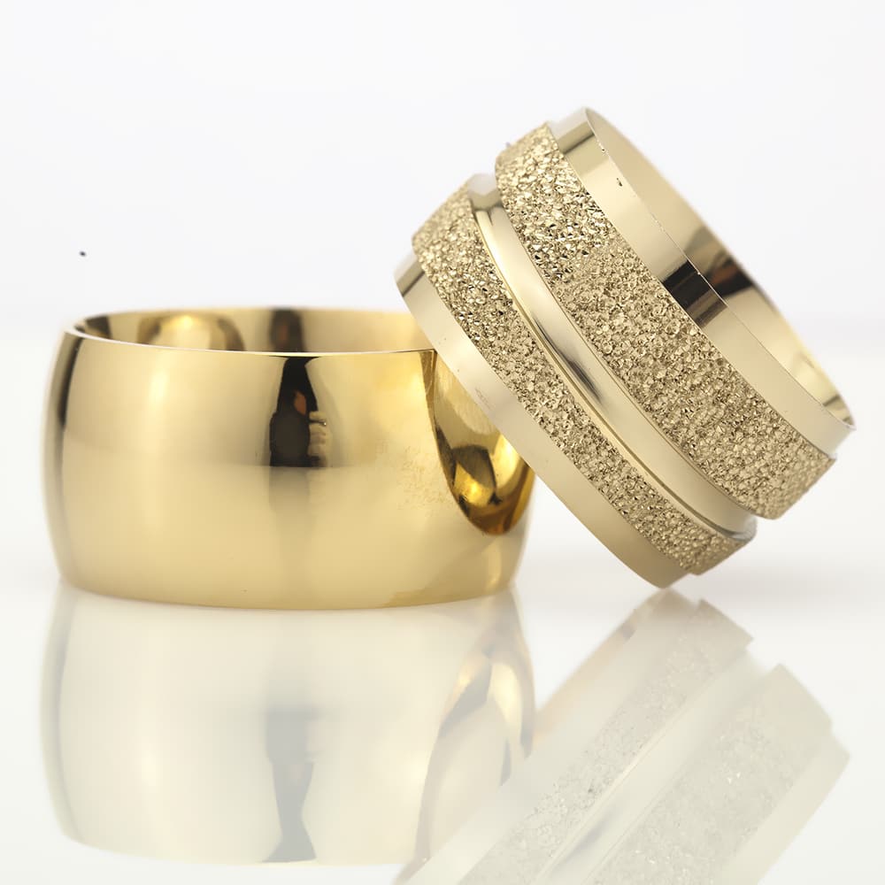 12-MM Gold wedding silver rings for couples orlasilver