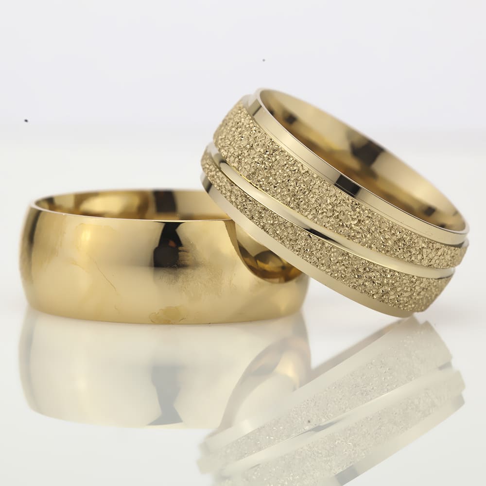 8-MM Gold wedding silver rings for couples orlasilver
