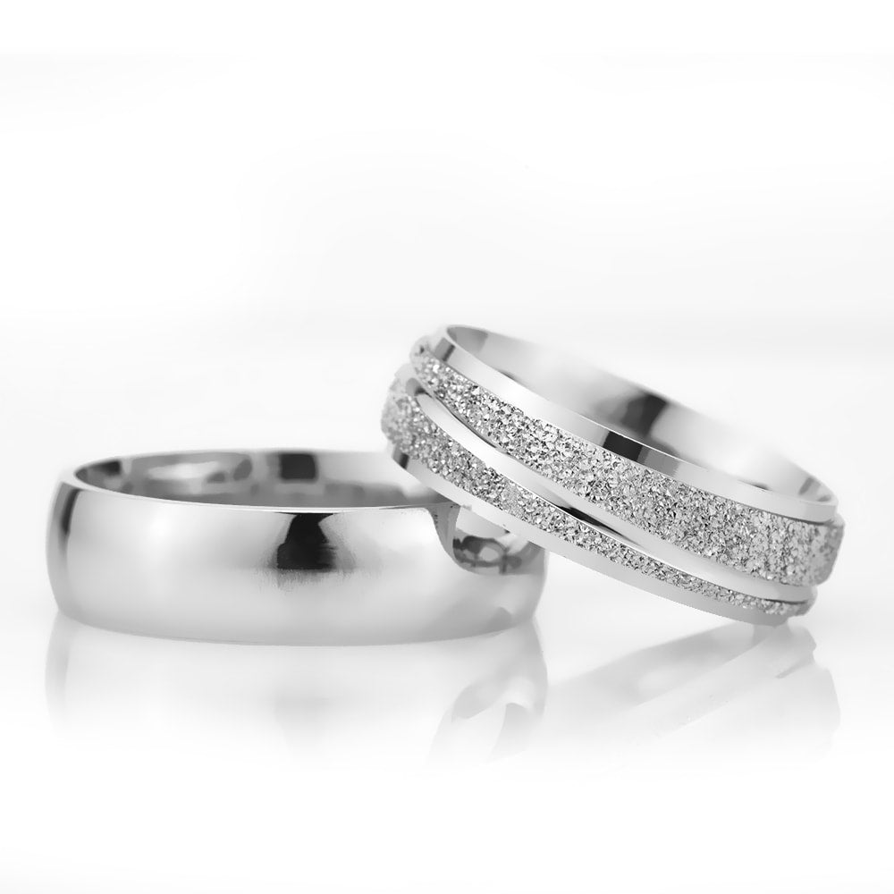 6-MM Silver wedding silver rings for couples orlasilver