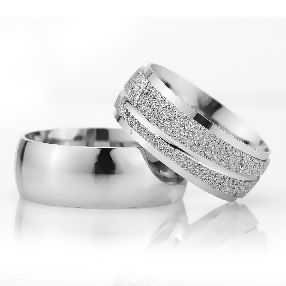 8-MM Silver wedding silver rings for couples orlasilver