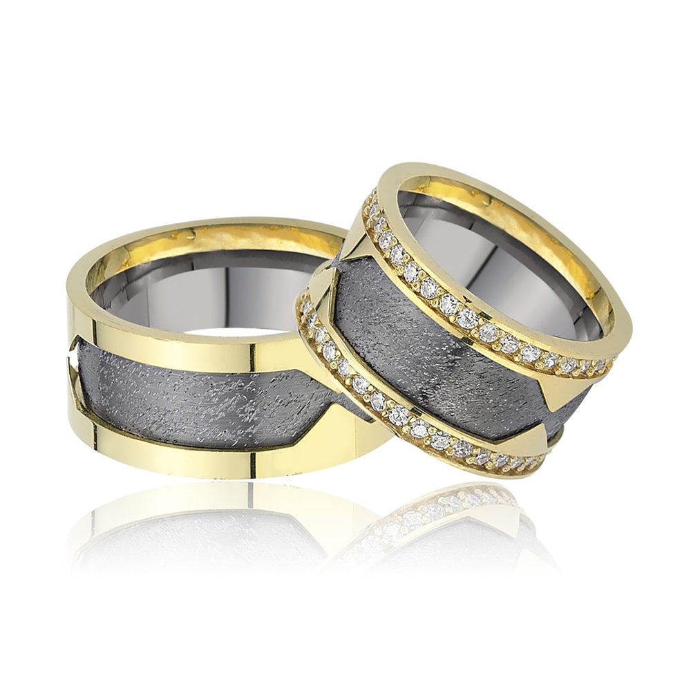 yellow and black gemstone wedding rings orlasilver