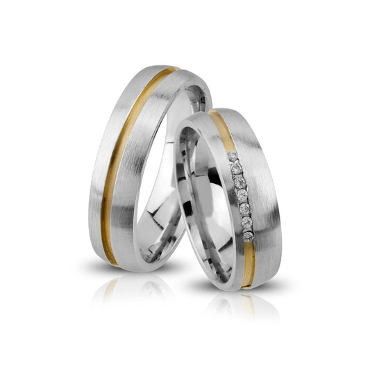 yellow striped silver circle wedding rings orlasilver